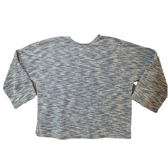 Time and Tru Blue White Marled Knit Button Shoulder Pullover Sweater XL 16-18 - Picture 2 of 9